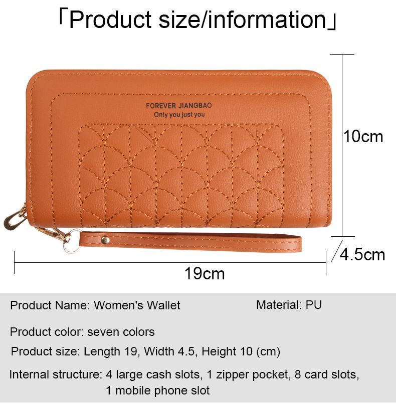 Pink Womens Embroidered Double Zipper Long Trifold Wallet - 19 x 10 x 4.5cm view 3