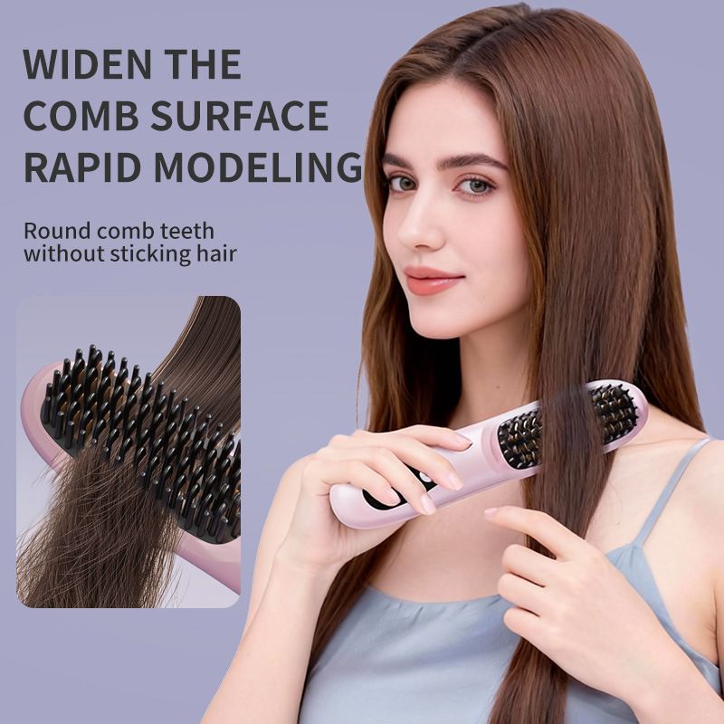 Pink 4D Straight Hair Comb and Negative Ionic Styler with Dual MCH Ceramic view 3