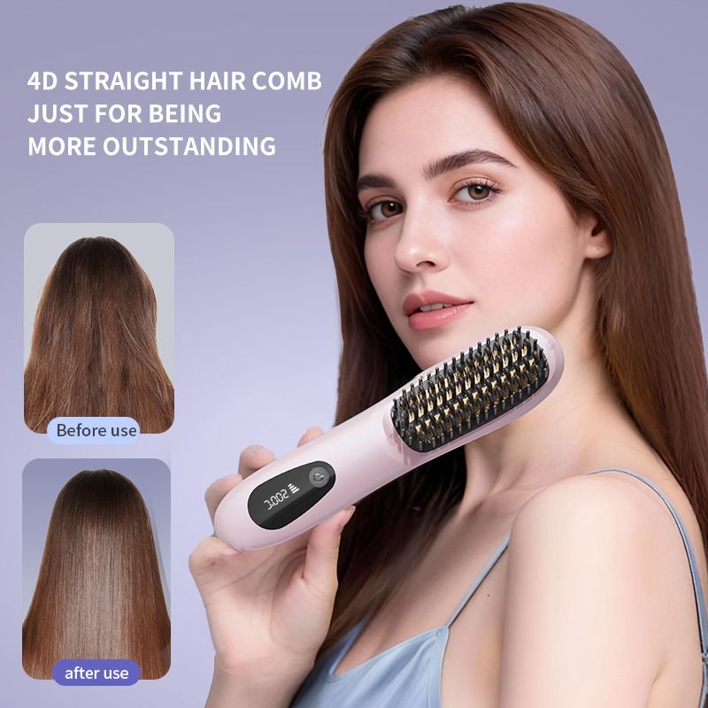 White 4D Straight Hair Comb and Negative Ionic Styler with Dual MCH Ceramic view 2