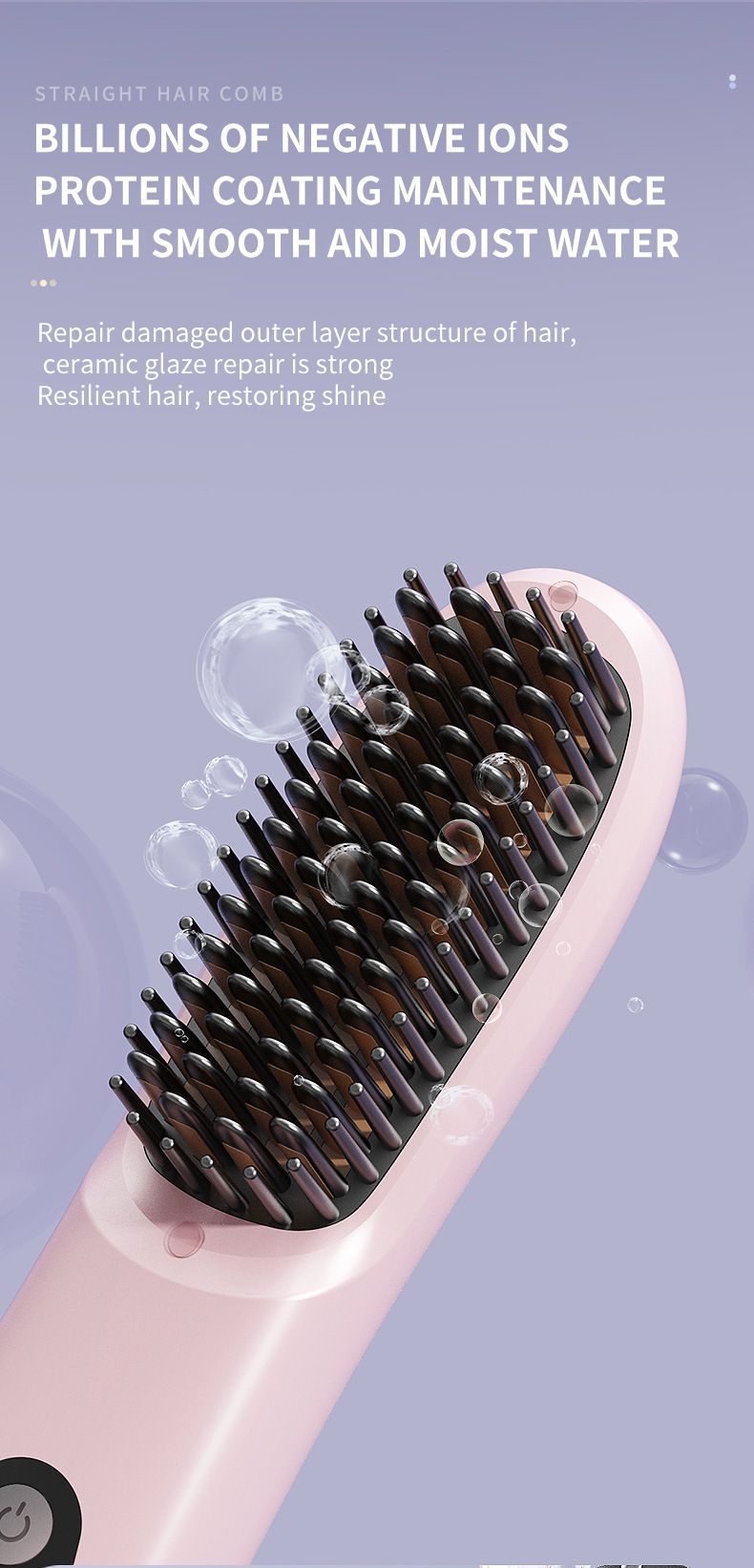 White 4D Straight Hair Comb and Negative Ionic Styler with Dual MCH Ceramic view 7
