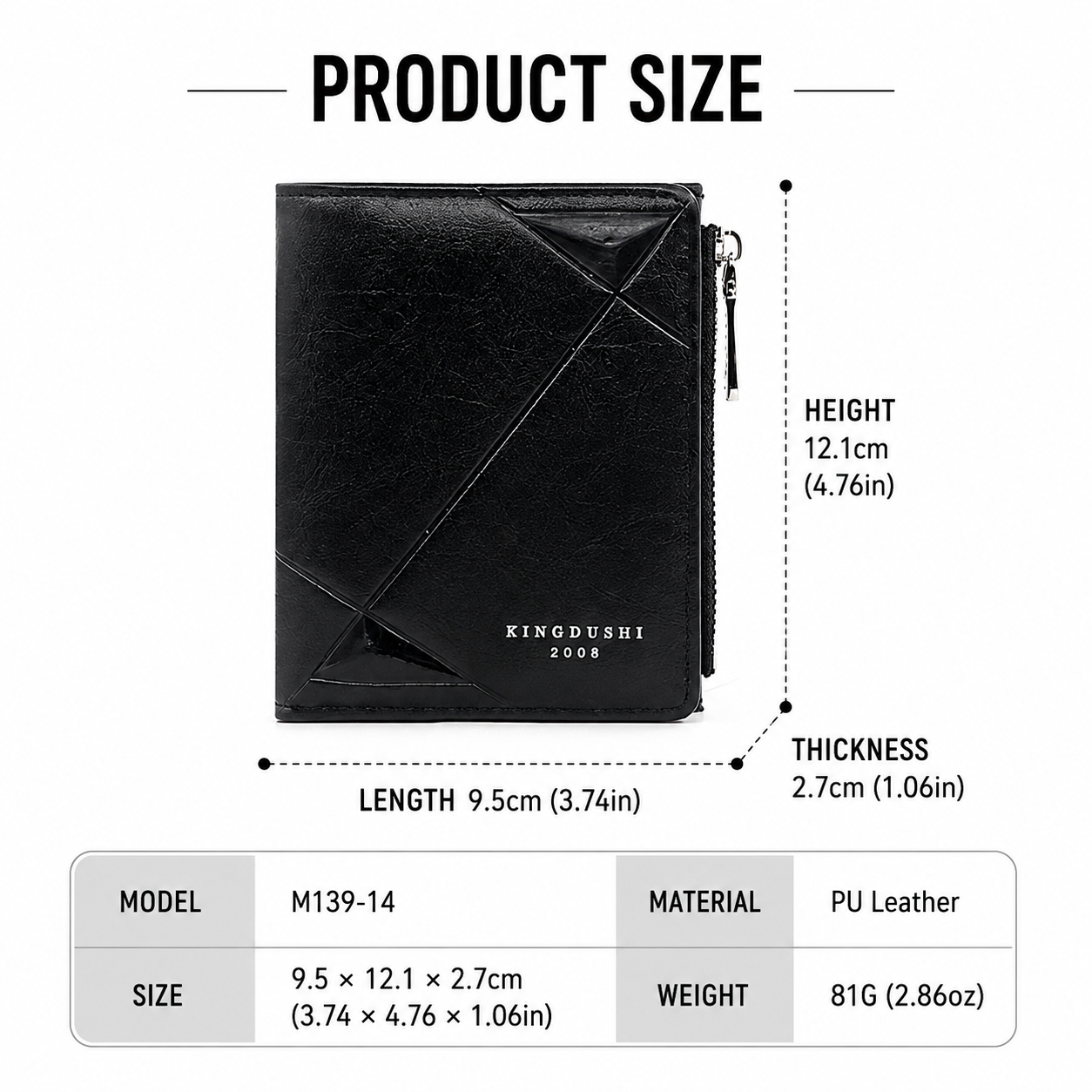 Black Mens Diamond Quilted Leather Bifold Wallet - Anti Theft Zippered Coin view 3
