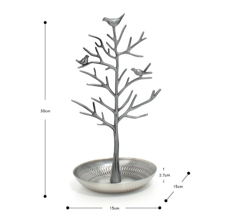 Bronze Detachable Alloy Jewelry Stand Deco with Bird-Tree Shaped Branches and view 4
