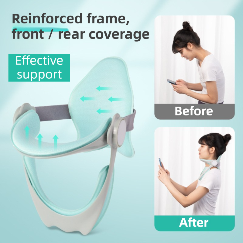 Mint Green Adjustable Neck Support Brace with Removable Soft Cusion & Back view 2