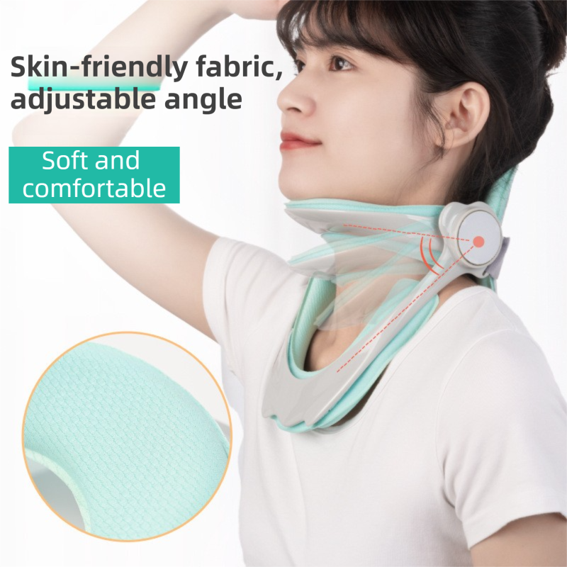 Mint Green Adjustable Neck Support Brace with Removable Soft Cusion & Back view 3