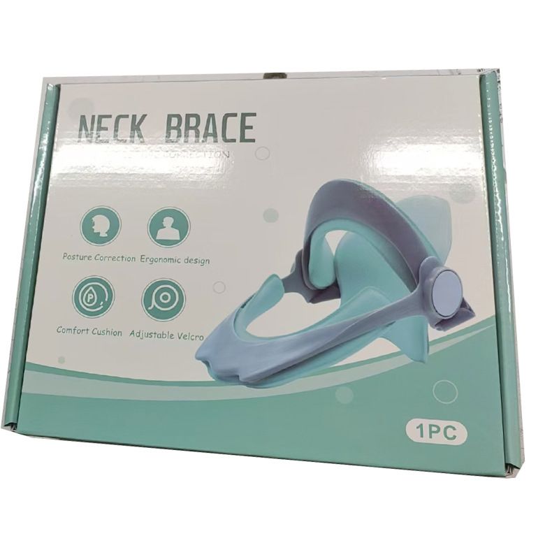 Mint Green Adjustable Neck Support Brace with Removable Soft Cusion & Back view 5