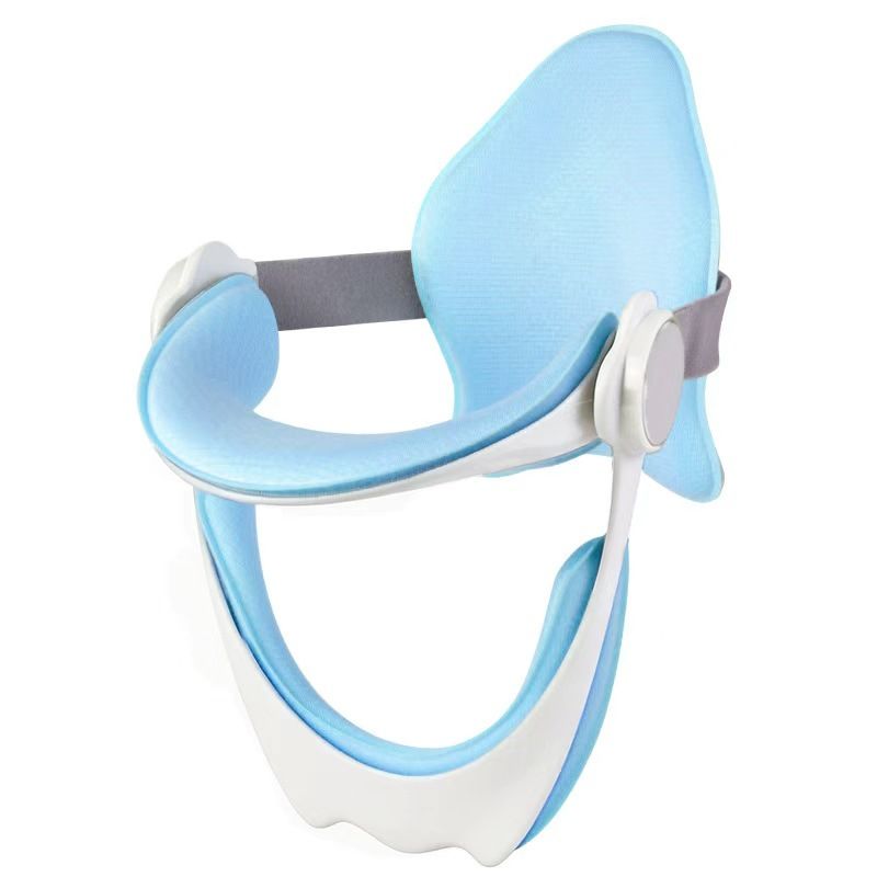 Blue Adjustable Neck Support Brace with Removable Soft Cusion & Back Support