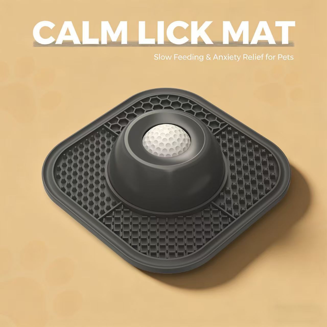 Grey Slow Feeder Dog Bowl and Lick Mat Set - Food Grade Silicone Non Slip view 2