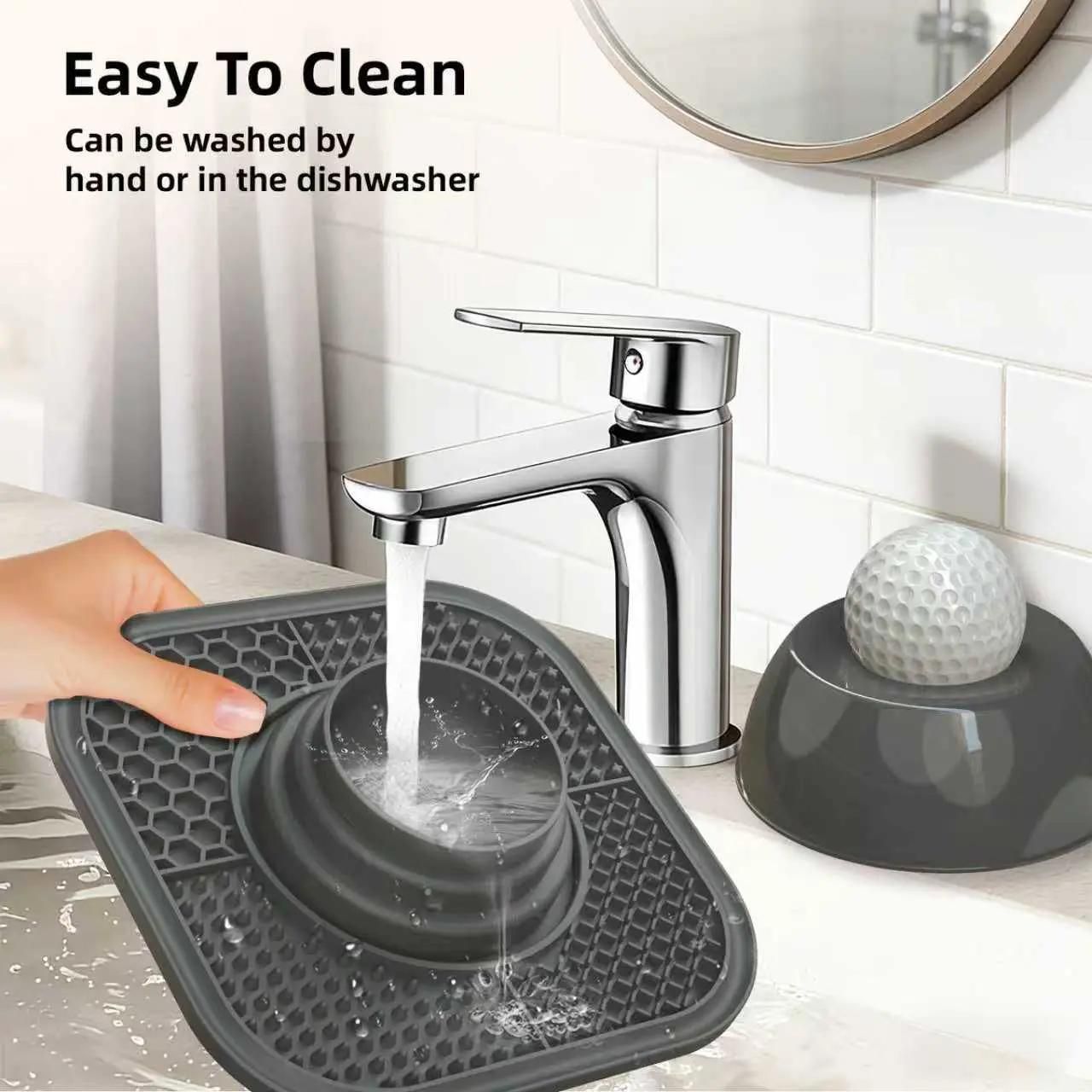 Grey Slow Feeder Dog Bowl and Lick Mat Set - Food Grade Silicone Non Slip view 6