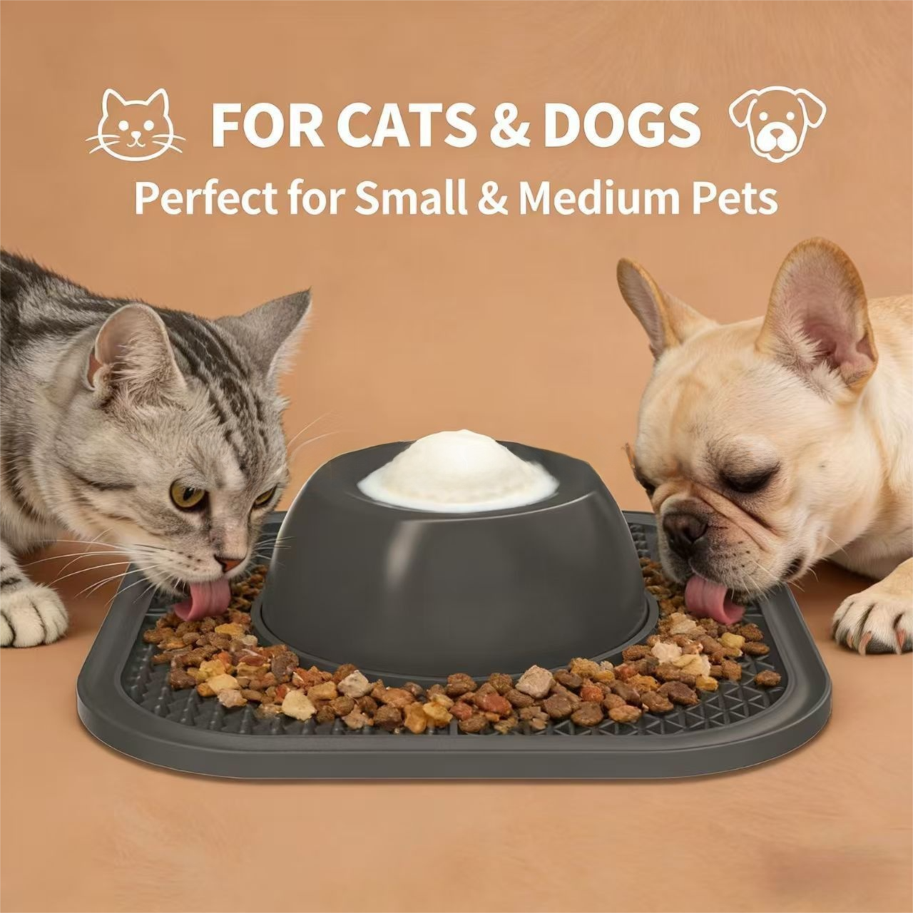 Blue Slow Feeder Dog Bowl and Lick Mat Set - Food Grade Silicone Non Slip view 3