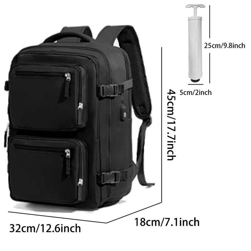 Grey 35L Vacuum Compression Travel Backpack with Manual Air Pump view 8