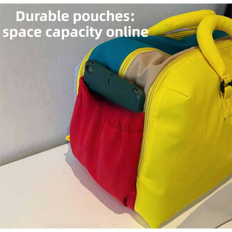 Yellow 30L Lightweight Travel Duffle Bag with 3 Zippered Main Sections and view 4