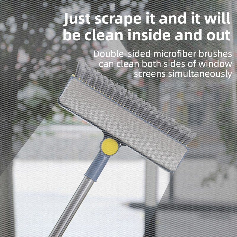 3-in-1 Window Fly Screen Cleaner Brush & Glass Squeegee with 124CM Extendable view 2