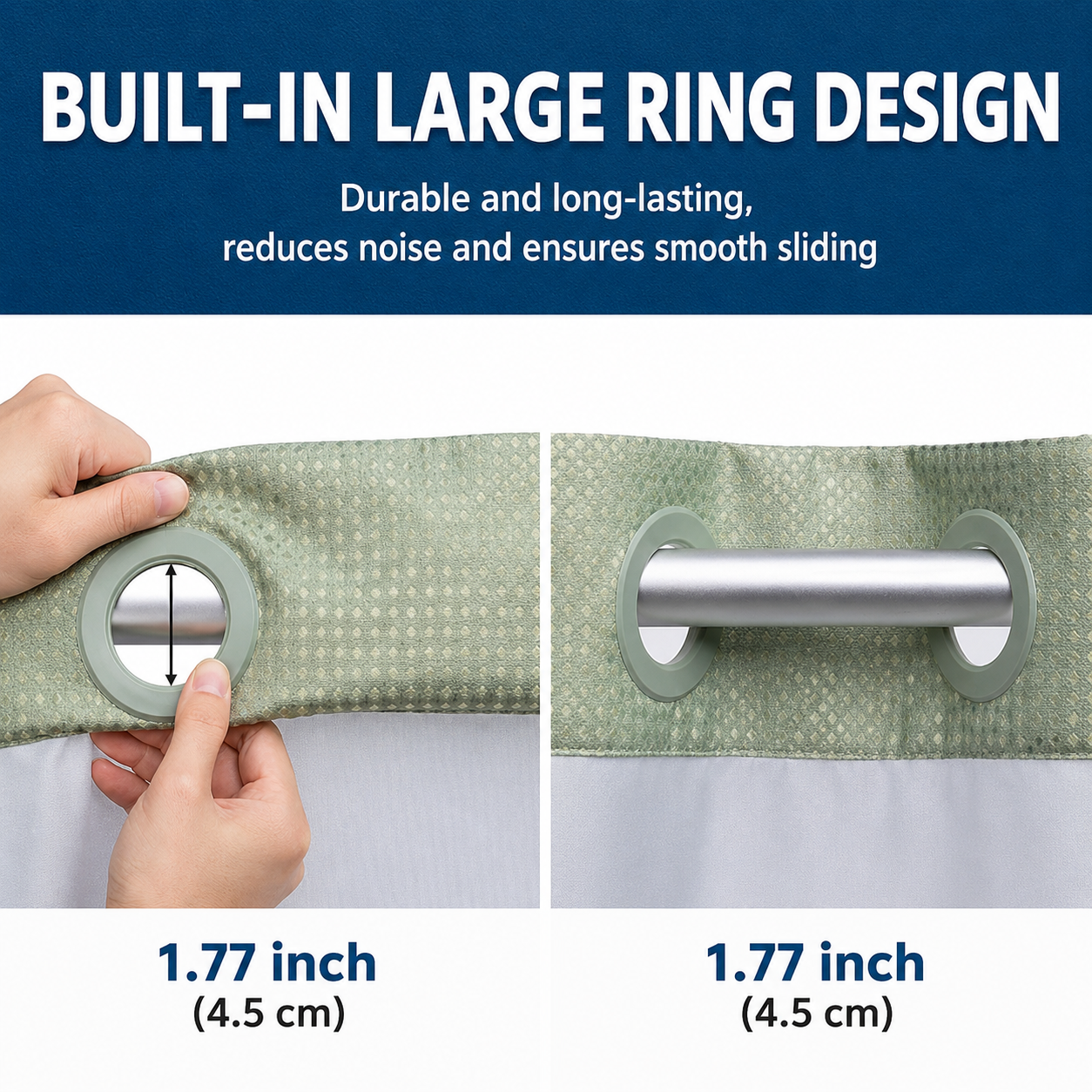 Khaki Hook Free Waffle Weave Shower Curtain (71 x 81") - Double Layer Curtain view 3