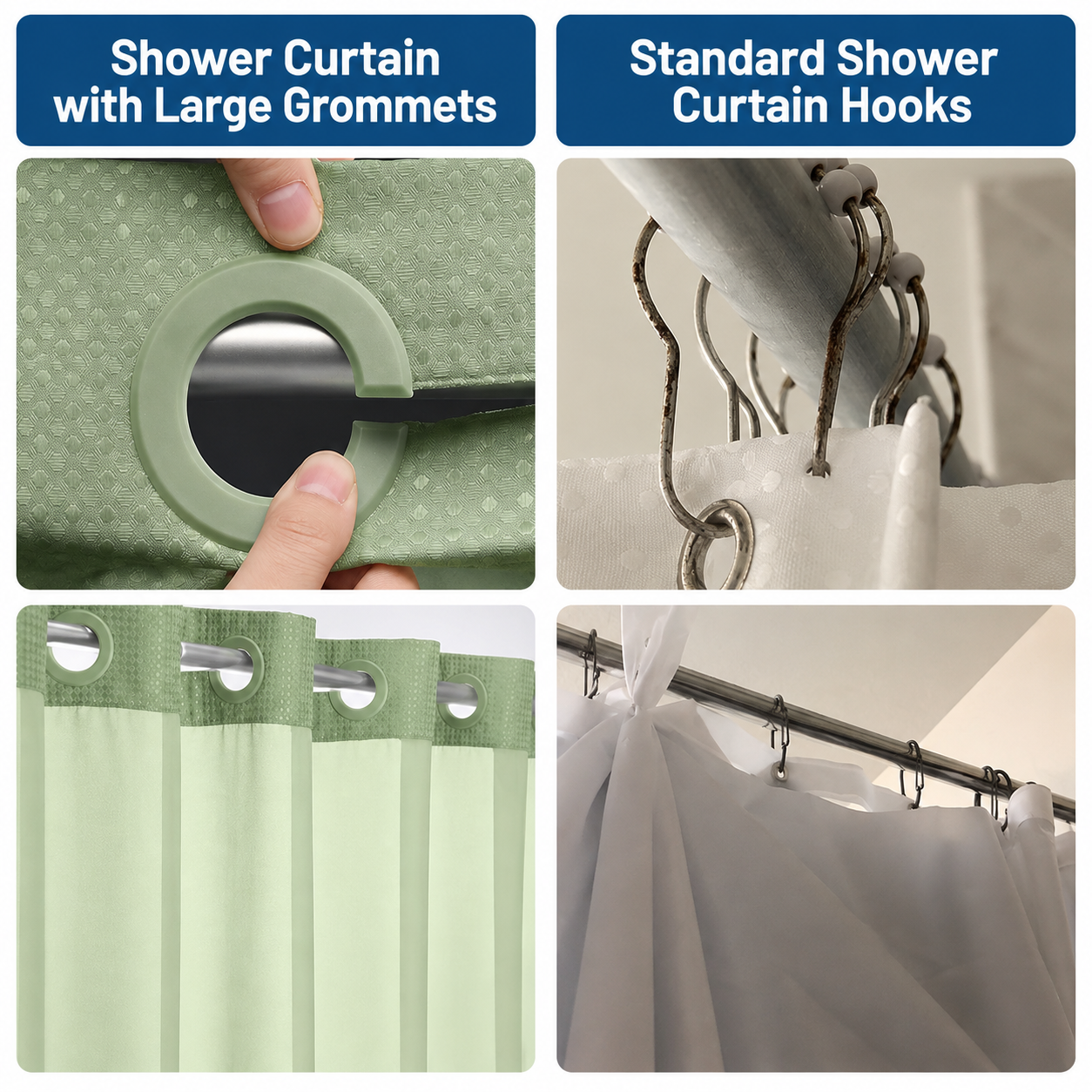 Grey Hook Free Waffle Weave Shower Curtain (71 x 81") - Double Layer Curtain view 4