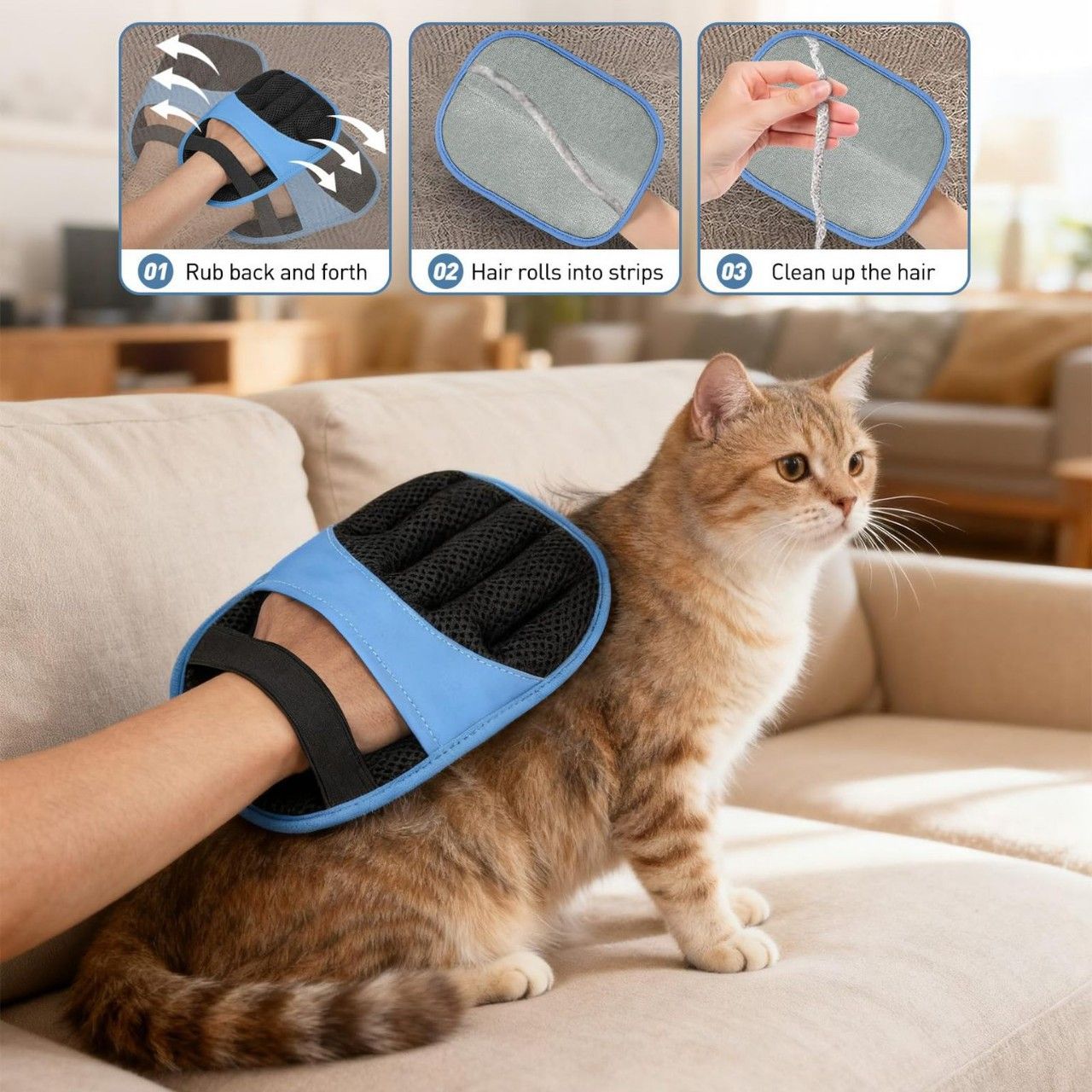 Pink Pet Hair Removal Gloves with Ergonomic 5 Finger Contour Grip (2 Pairs) view 2