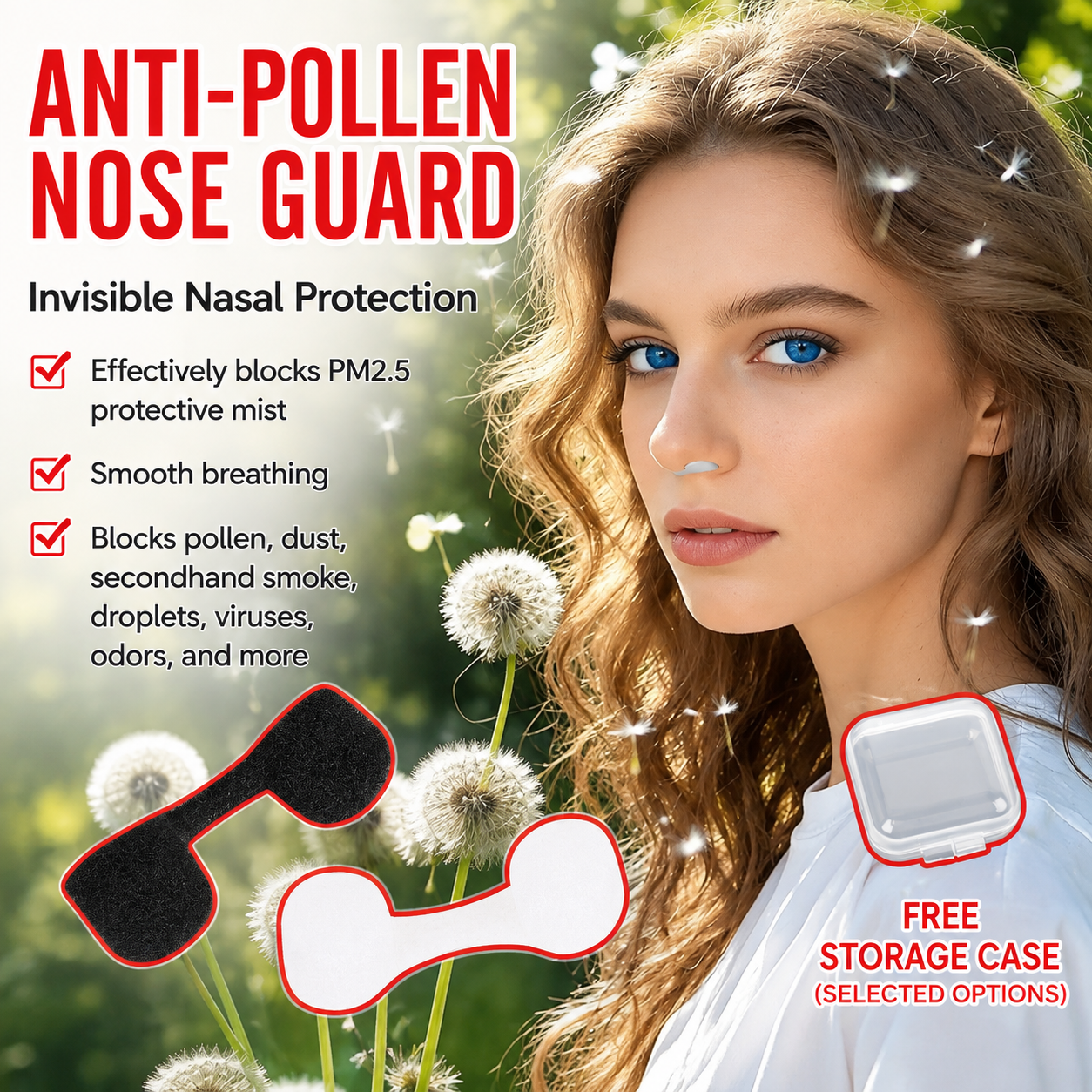 10pcs Black Invisible Sponge Nasal Filters with 2 Storage Cases- Dust Pollen
