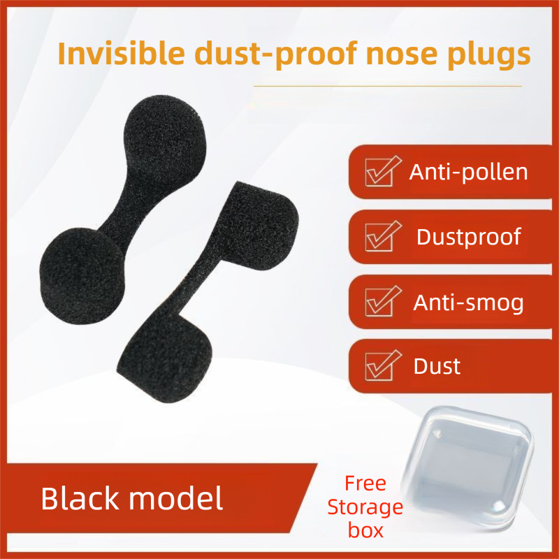 50pcs Black Invisible Sponge Nasal Filters with 5 Storage Cases- Dust Pollen view 2