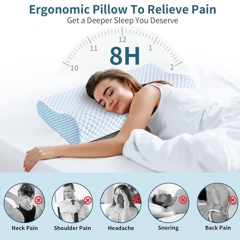 50 x 30CM Ergonomic Cooling Memory Foam Contour Pillow - Slow Rebound Cervical view 4