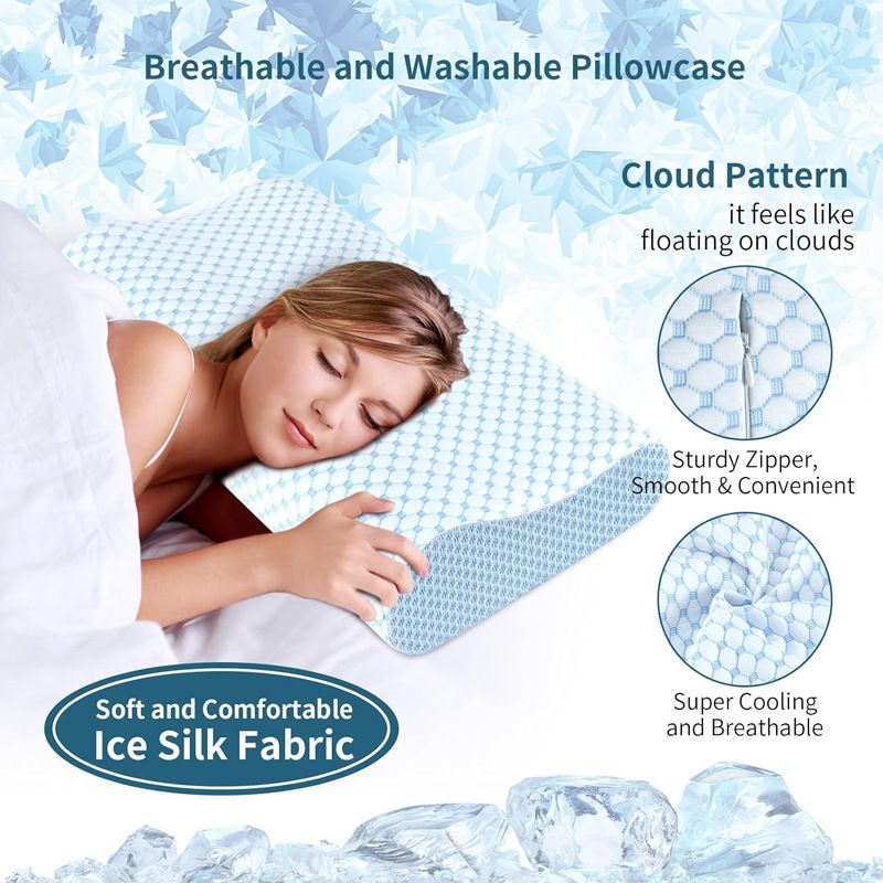 55 x 35CM Ergonomic Cooling Memory Foam Contour Pillow - Slow Rebound Cervical view 2