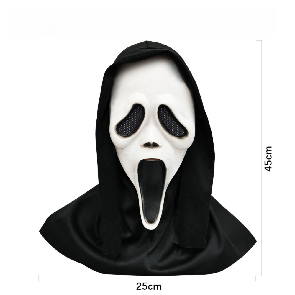 Scream Ghost Face Mask - Halloween Cosplay Latex Hood Mask for Horror Parties view 2