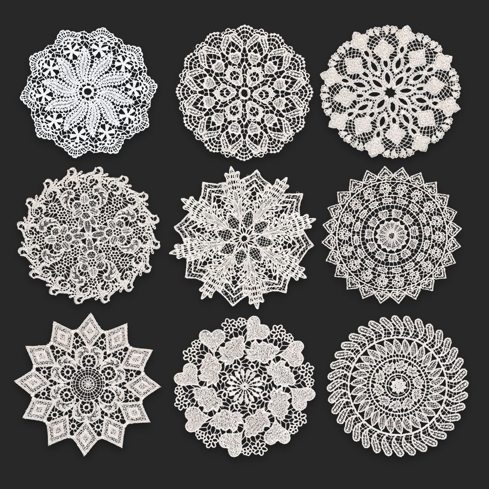 5.5 Inch Geometric Embroidered Lace Coaster (10 Pack) - Elegant Round Dining & view 5
