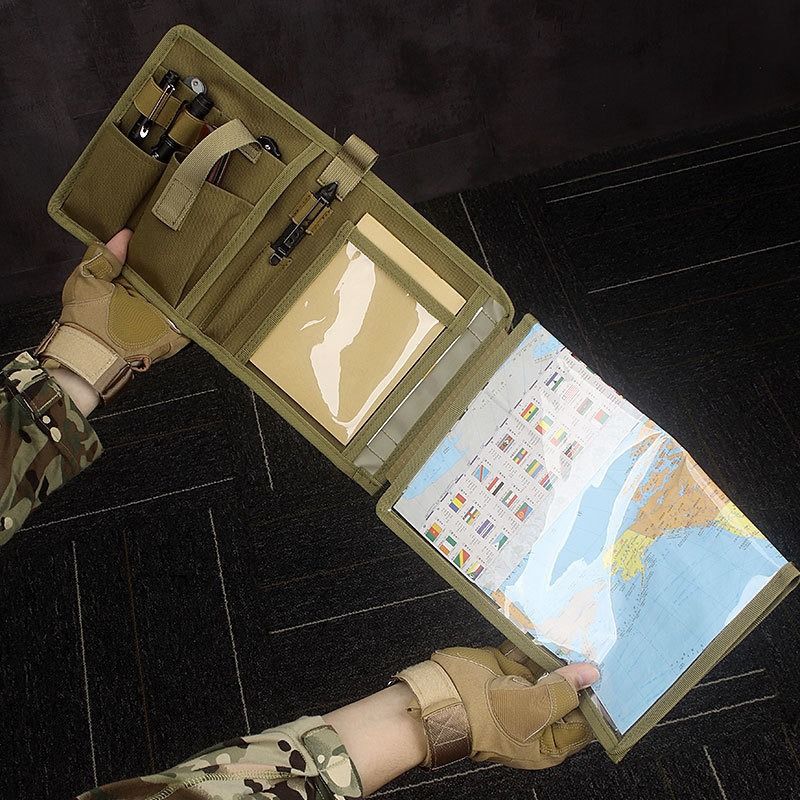 Khaki Mutifunctional Oxford Fabric Tactical Waterproof Map Pouch - MOLLE view 2