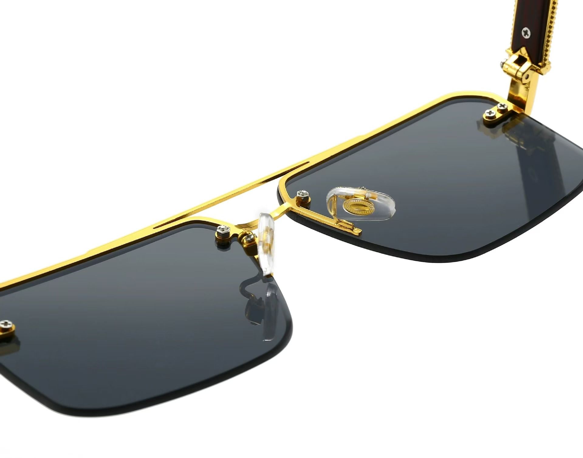 Square Rimless Diamond Cut Sunglasses with Black PU Leather Storage Case view 3