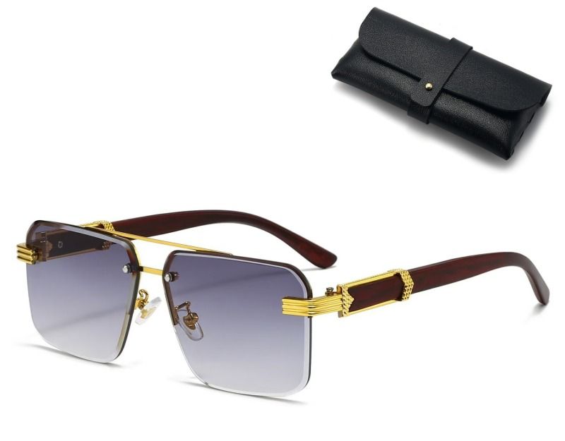 Square Rimless Diamond Cut Sunglasses with Black PU Leather Storage Case view 5