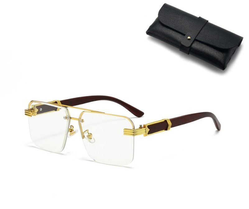 Square Rimless Diamond Cut Sunglasses with Black PU Leather Storage Case view 8