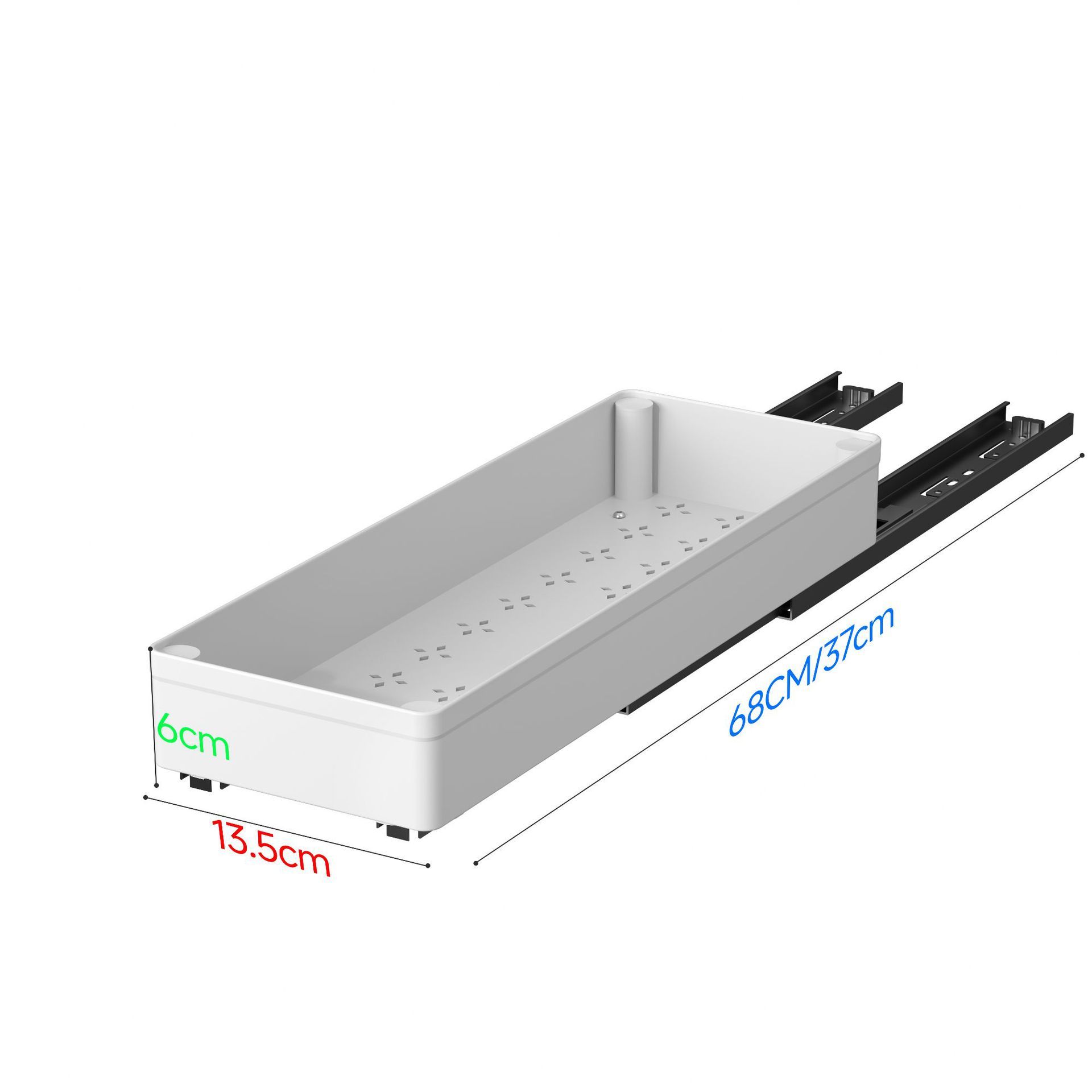 68CM White Extended Pull Out Cabinet Organizer (Small Tray 37 x 13.5 x 6cm)