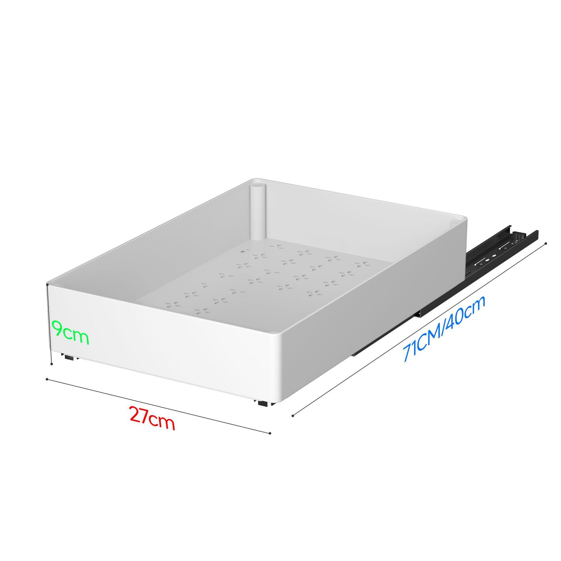 71CM White Extended Pull Out Cabinet Organizer (Large Tray 40 x 27 x 9cm)