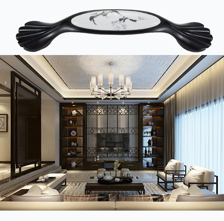 2 Pack Ceramic & Matte Black Zinc Alloy Cabinet Handle (Hole Spacing 128MM) view 5