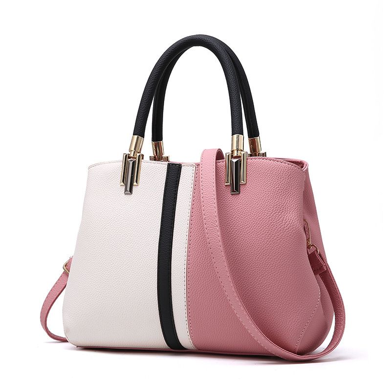 Large Capacity Color Block PU Leather Handbag — image 1