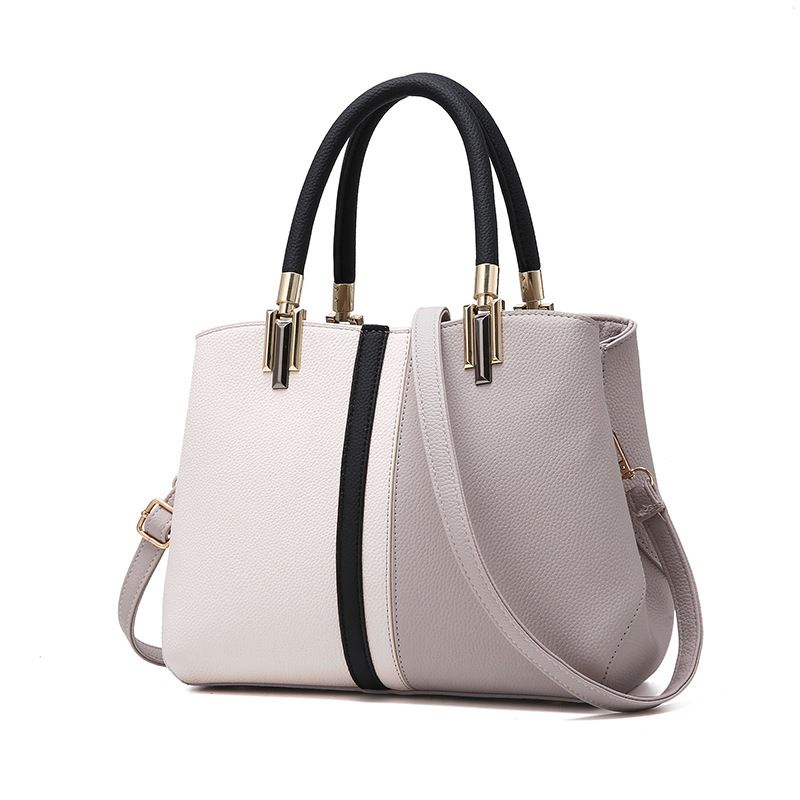Large Capacity Color Block PU Leather Handbag — image 1