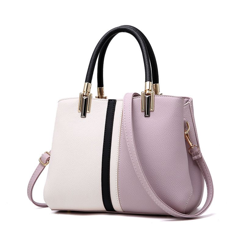 Large Capacity Color Block PU Leather Handbag — image 1