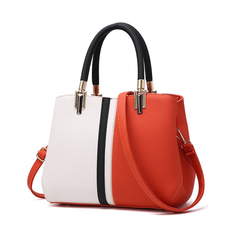 Large Capacity Color Block PU Leather Handbag — image 1