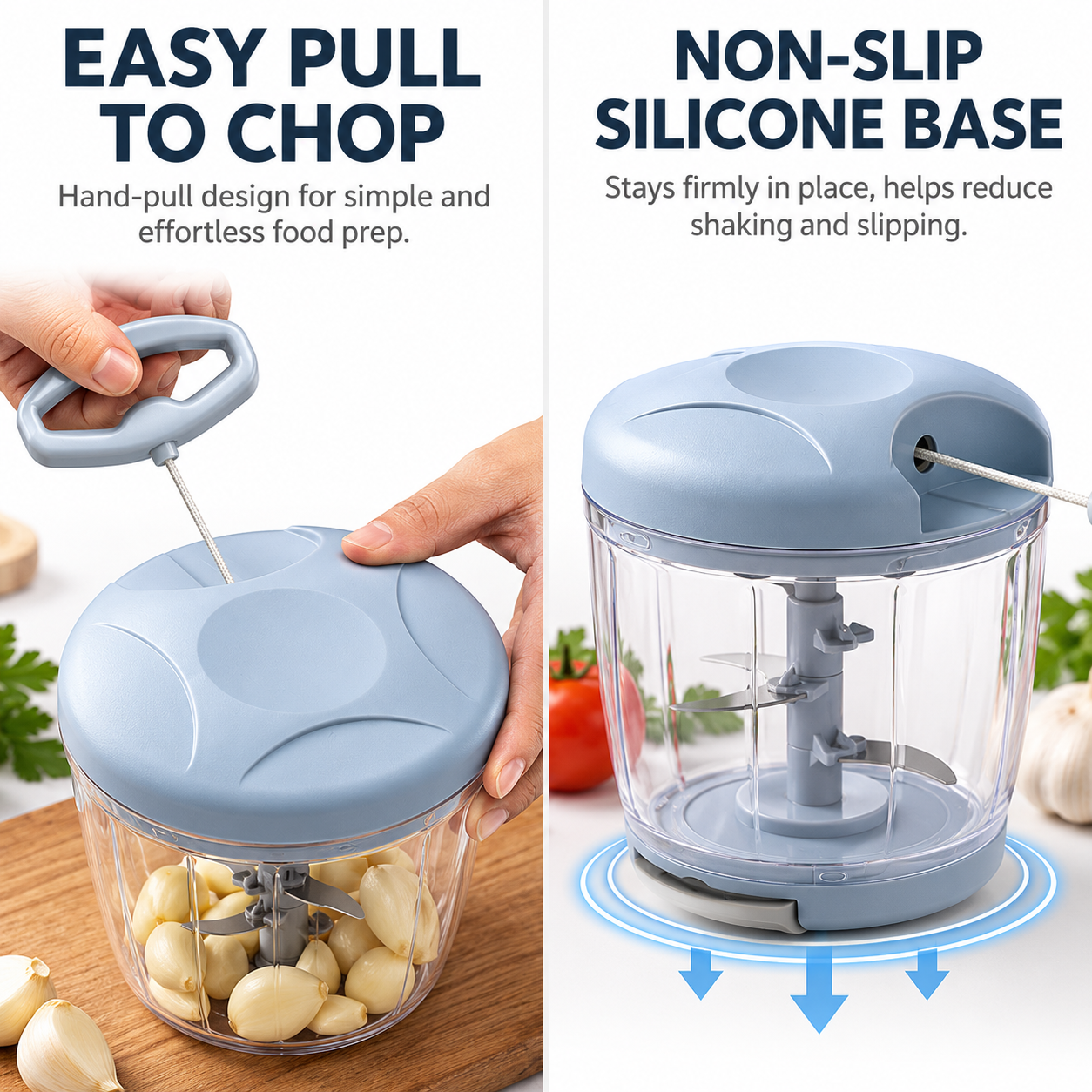 Pink Manual Pull String Food Chopper - 900ml Extra Large Vegetable Cutter view 3