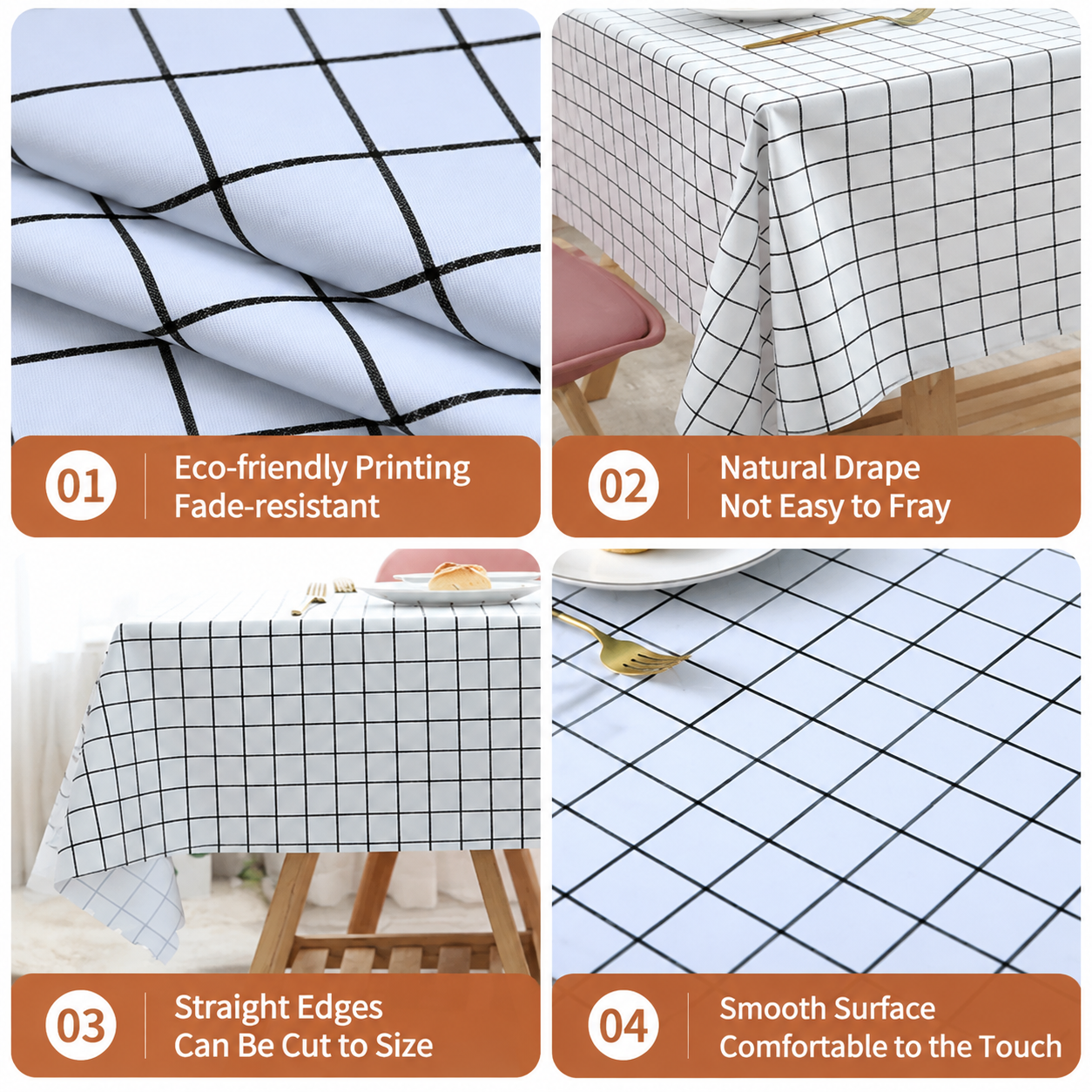 140 x 140 CM Pink Checkered Waterproof & Oil-Proof PVC Tablecloth - Modern view 5