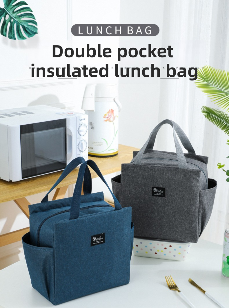2 Packs Black Portable Oxford Cloth Insulated Lunch Bag (25 x 25 x14CM) view 2