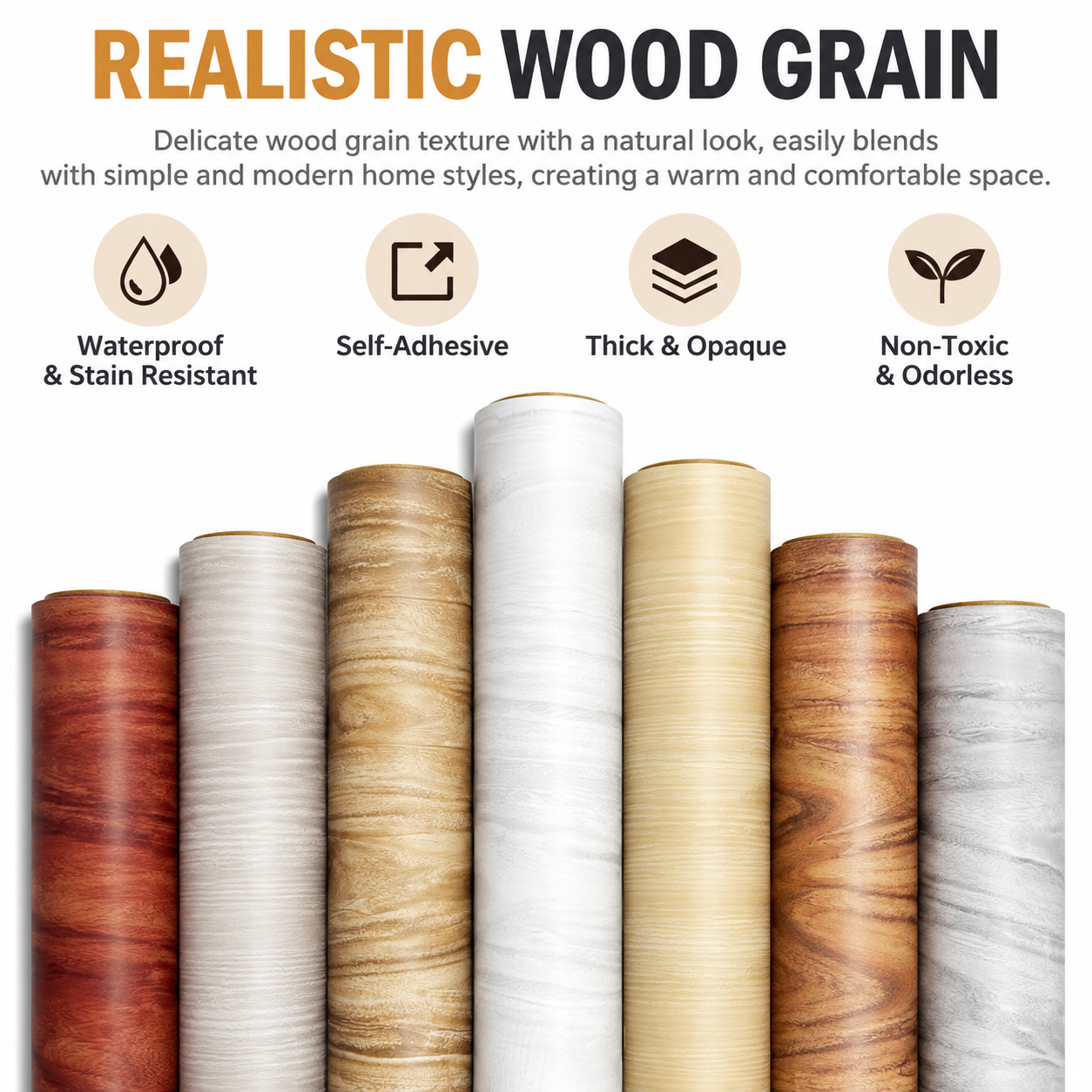 Self-Adhesive Wood Grain Contact Paper (0.4 X 5 M Gray Wood Color) - Waterproof view 2