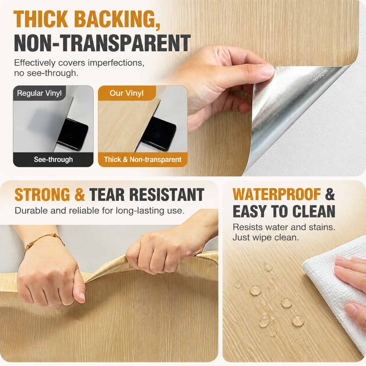 Self-Adhesive Wood Grain Contact Paper (0.6 X 5 M Pear Wood Color) - Waterproof view 4