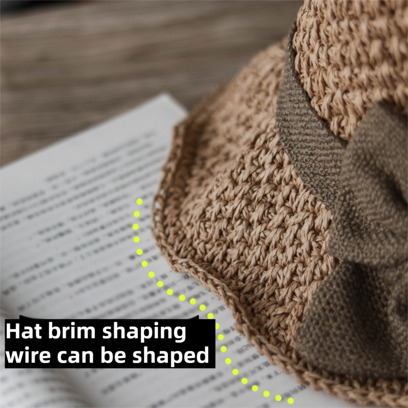 Beige Hand-Woven Paper Straw Sun Hat with Elegant Bow Knot (Medium Brim Style) view 6