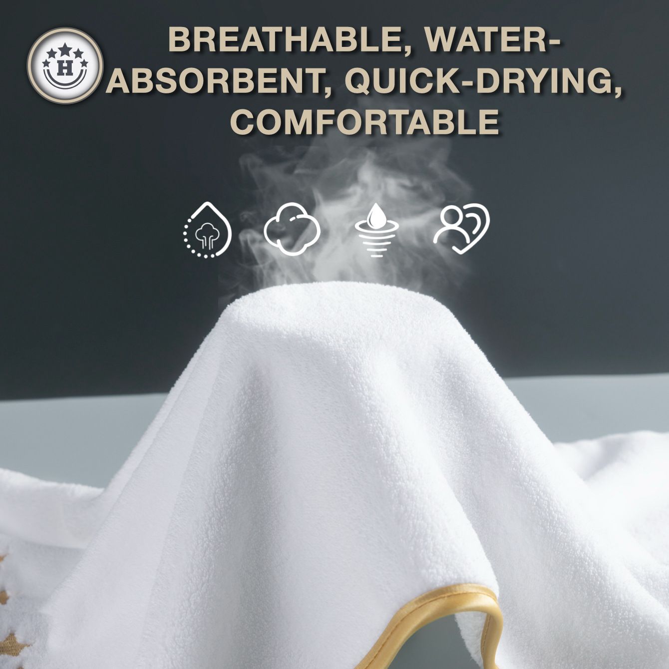 8-Piece Blue Luxury Coral Fleece Bath Towel Set - Gold Star Embroidery Ultra view 3
