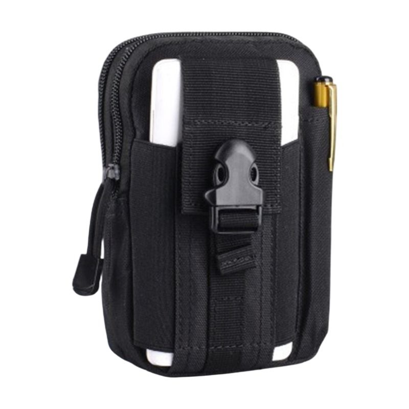 Black Oxford Cloth Tactical Molle Waist Pouch - Multi Compartment EDC Phone — image 1