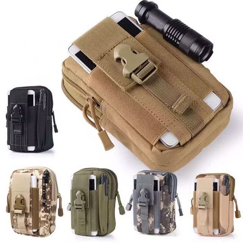 Black and White Oxford Cloth Tactical Molle Waist Pouch - Multi Compartment view 2
