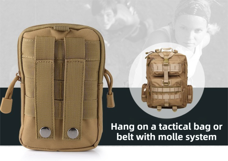 Black and White Oxford Cloth Tactical Molle Waist Pouch - Multi Compartment view 4