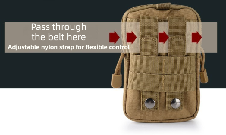 Black and White Oxford Cloth Tactical Molle Waist Pouch - Multi Compartment view 5