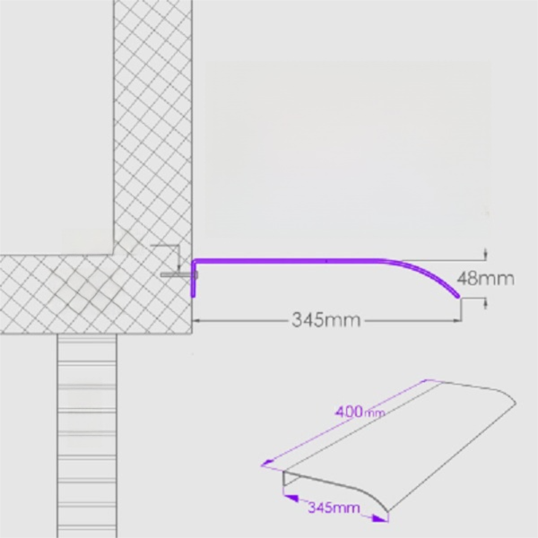 Transparent Window Rain Awning - 400 x 400mm Stackable Thickened Curved Canopy view 5