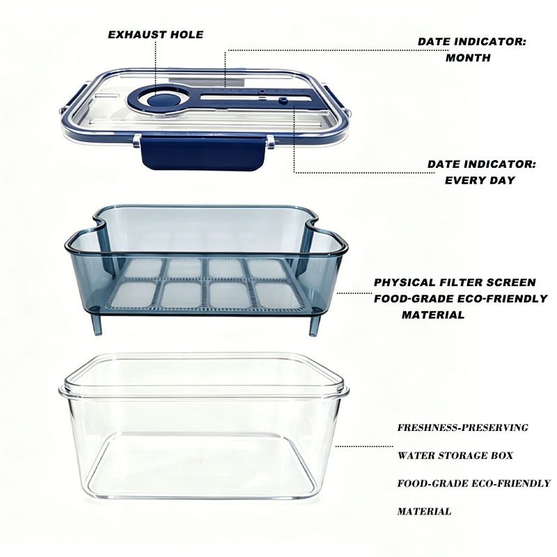 Green Double Layer Drain Storage Box - Produce Keeper with Removable Drain view 3