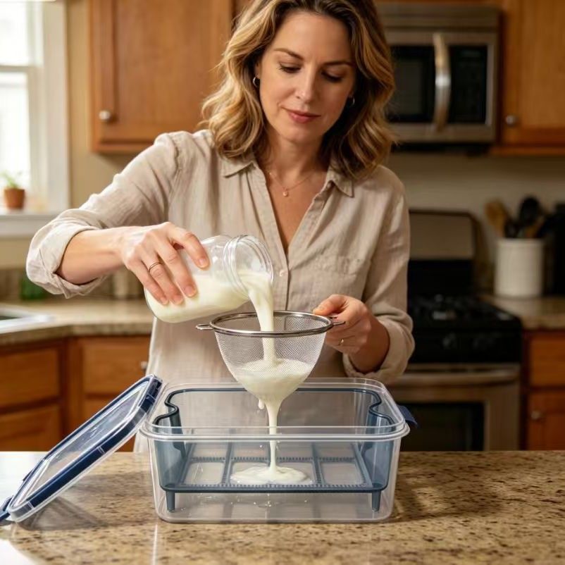 Green Double Layer Drain Storage Box - Produce Keeper with Removable Drain view 4